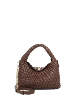 Dune London Dark Brown Dinky deliberate Mini Woven Slouch Bag