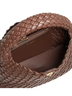Dune London Dark Brown Dinky deliberate Mini Woven Slouch Bag