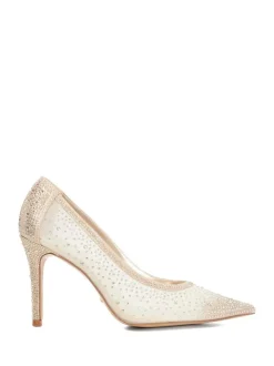 Dune London Gold Brightest Embellished Hotfix Court Heels