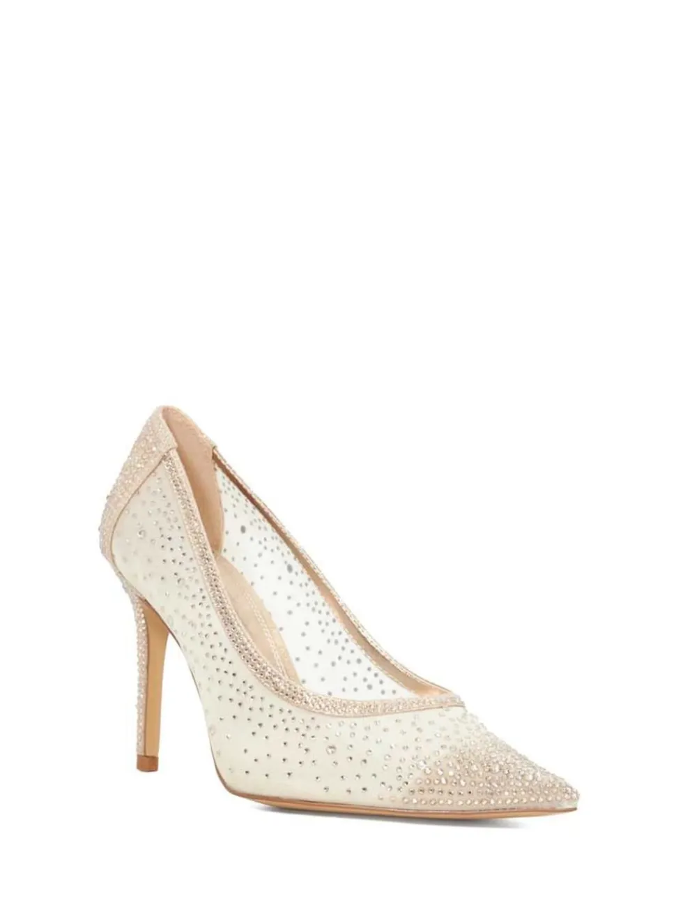 Dune London Gold Brightest Embellished Hotfix Court Heels