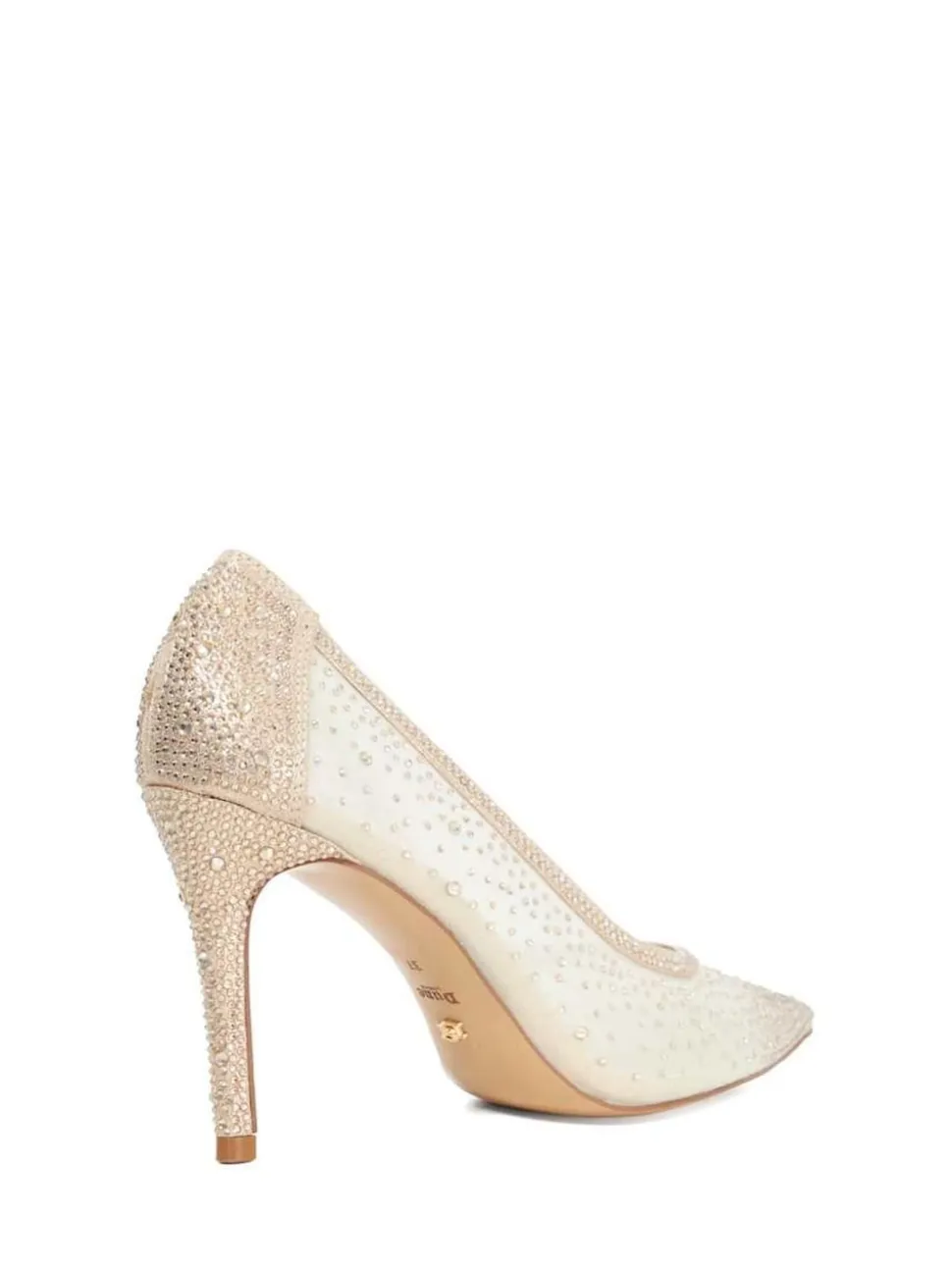 Dune London Gold Brightest Embellished Hotfix Court Heels