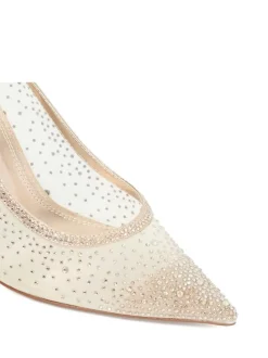 Dune London Gold Brightest Embellished Hotfix Court Heels