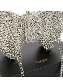 Dune London Silver Enchant Diamante Bow Bag