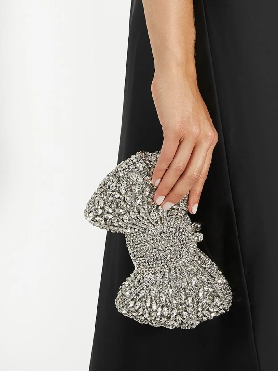 Dune London Silver Enchant Diamante Bow Bag