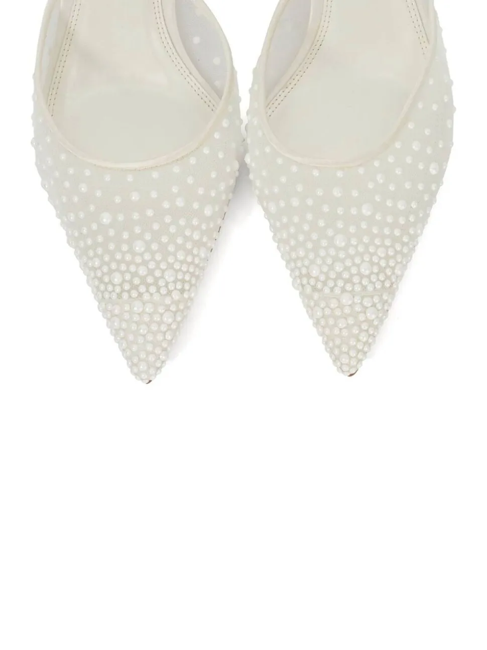 Dune London White Cuddling Bridal Mesh Kitten Mule Heels
