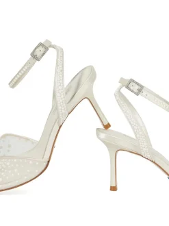 Dune London White Musing Bridal Pearl Mesh Heels