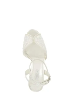 Dune London White Musing Bridal Pearl Mesh Heels