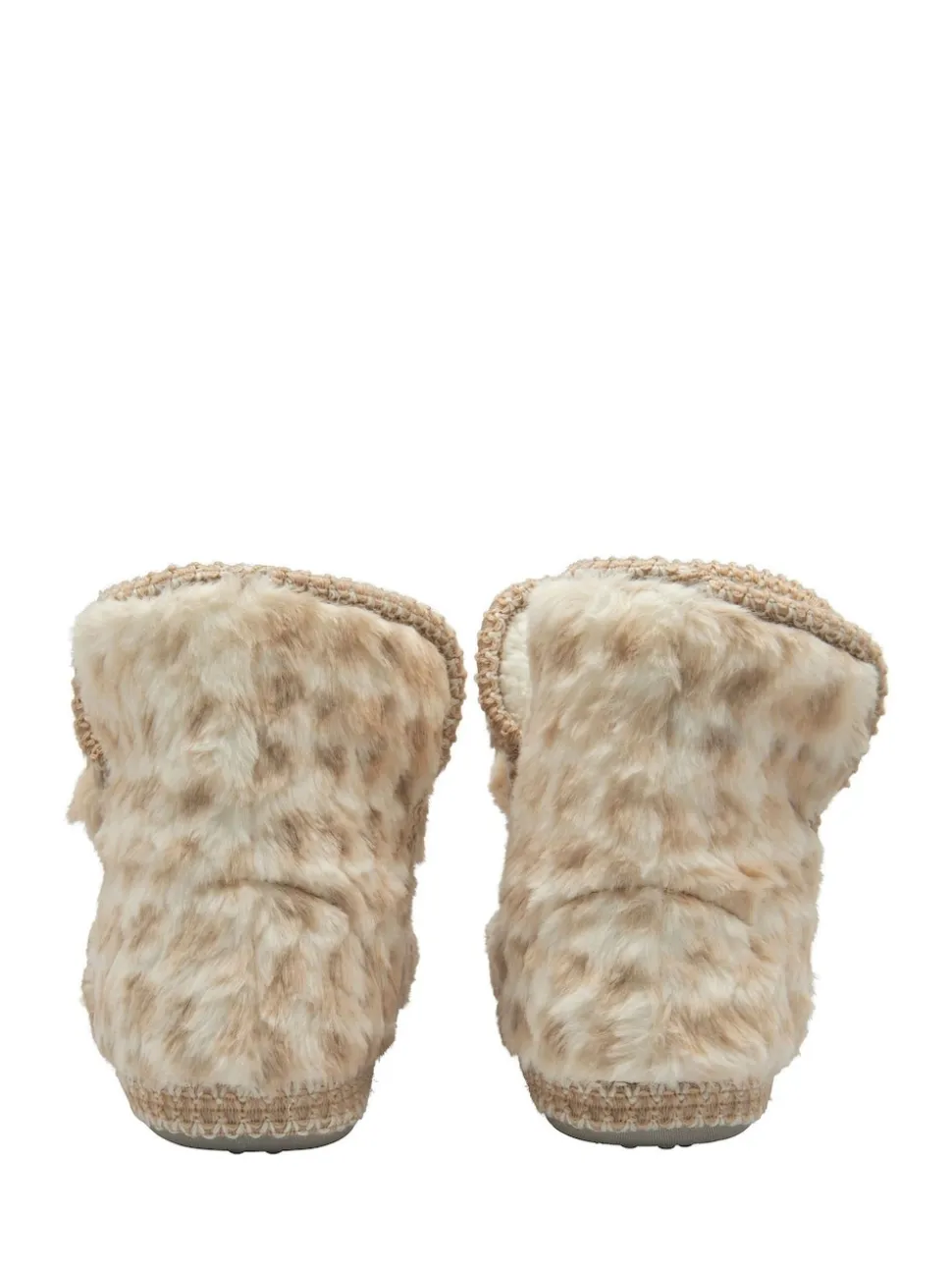 Dunlop Cream Faux Bootie Pom Pom Slippers