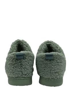Dunlop Green Faux Fur Full Slippers