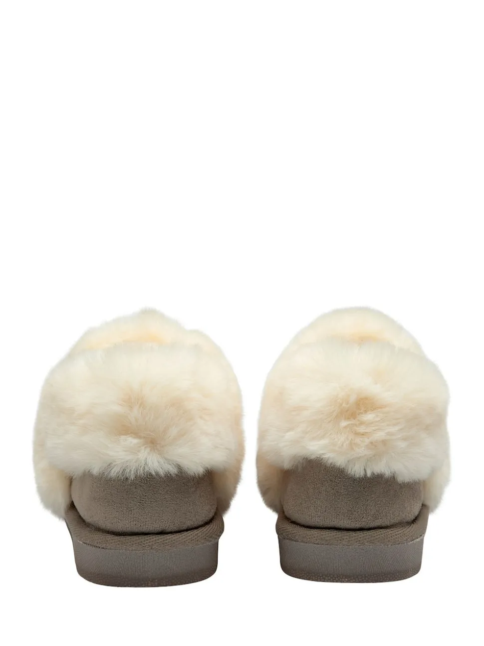 Dunlop Grey Faux Suede Collar Full Slippers