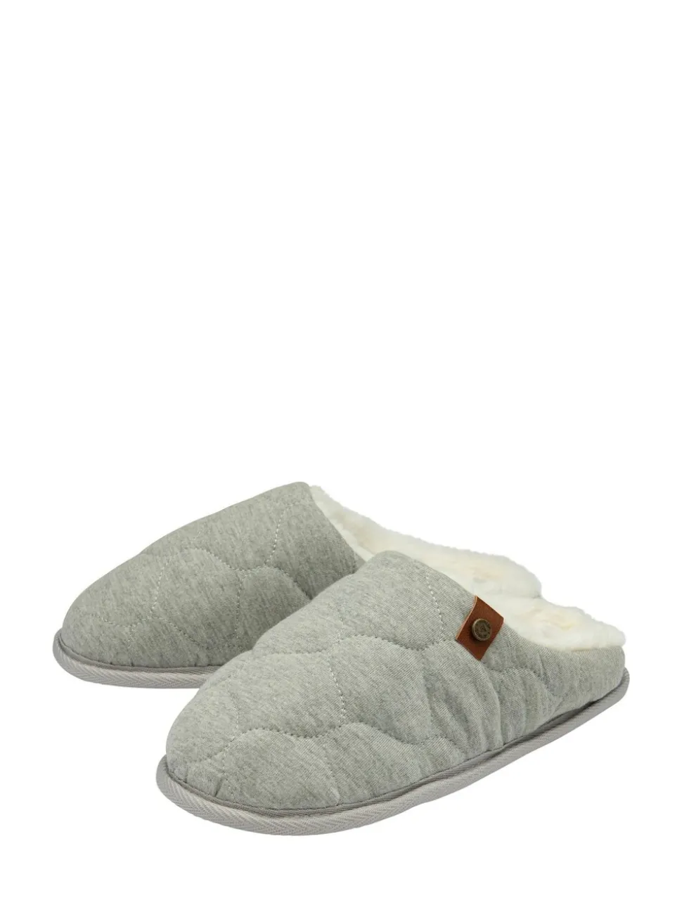 Dunlop Grey Ladies Closed Toe Quilted Mule Slippers