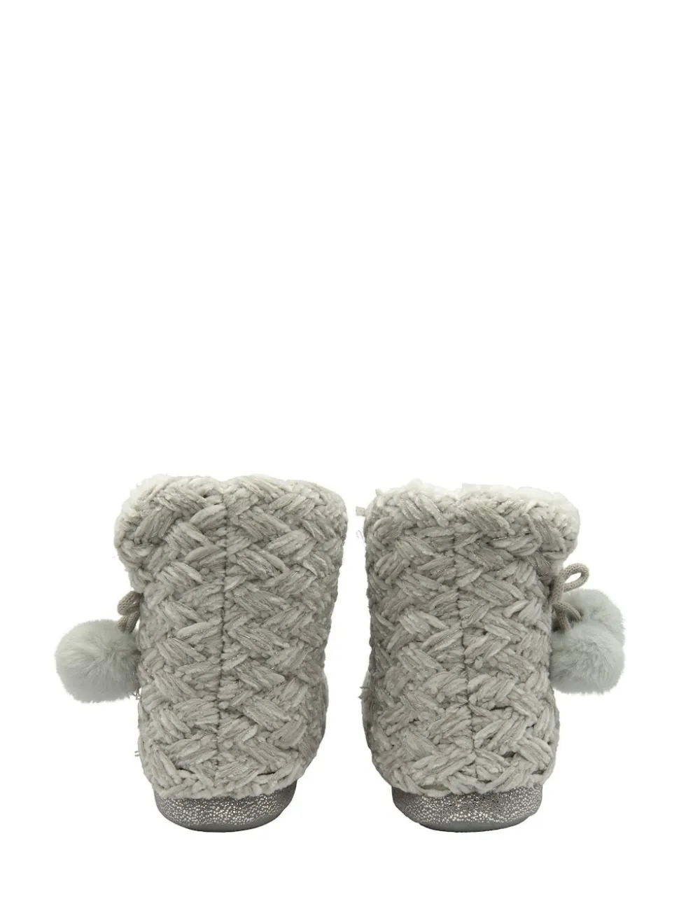 Dunlop Grey Ladies Knitted Bootee Slippers