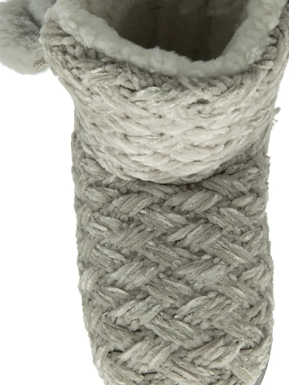 Dunlop Grey Ladies Knitted Bootee Slippers