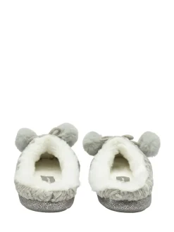 Dunlop Grey Ladies Knitted Closed Toe Mule Slippers