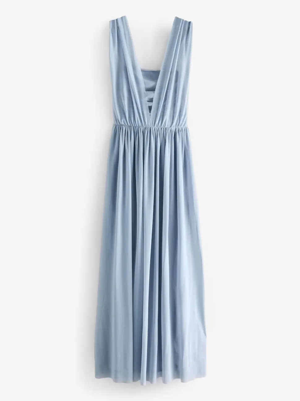 Dusky Blue Mesh Multiway Wedding Guest Bridesmaid Maxi Dress