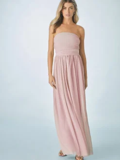 Dusky Pink Mesh Multiway Wedding Guest Bridesmaid Maxi Dress