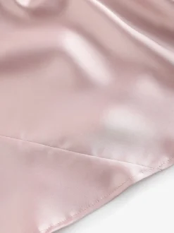 Dusky Pink Satin Cowl Neck Wedding Guest Bridesmaid Maxi Dress