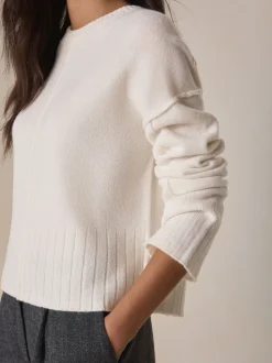 Ecru 100% Lambswool N.Premium Crew Neck Jumper