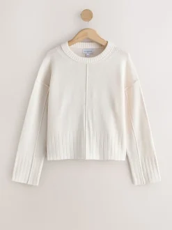 Ecru 100% Lambswool N.Premium Crew Neck Jumper