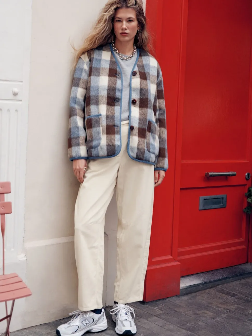 Ecru Cord Barrel Leg Trousers