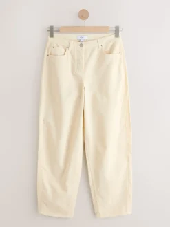 Ecru Cord Barrel Leg Trousers