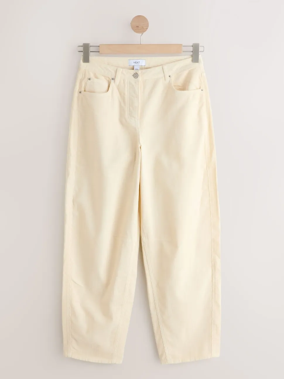 Ecru Cord Barrel Leg Trousers