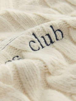 Ecru Cream Cable Zip Neck 1995 Graphic Jumper