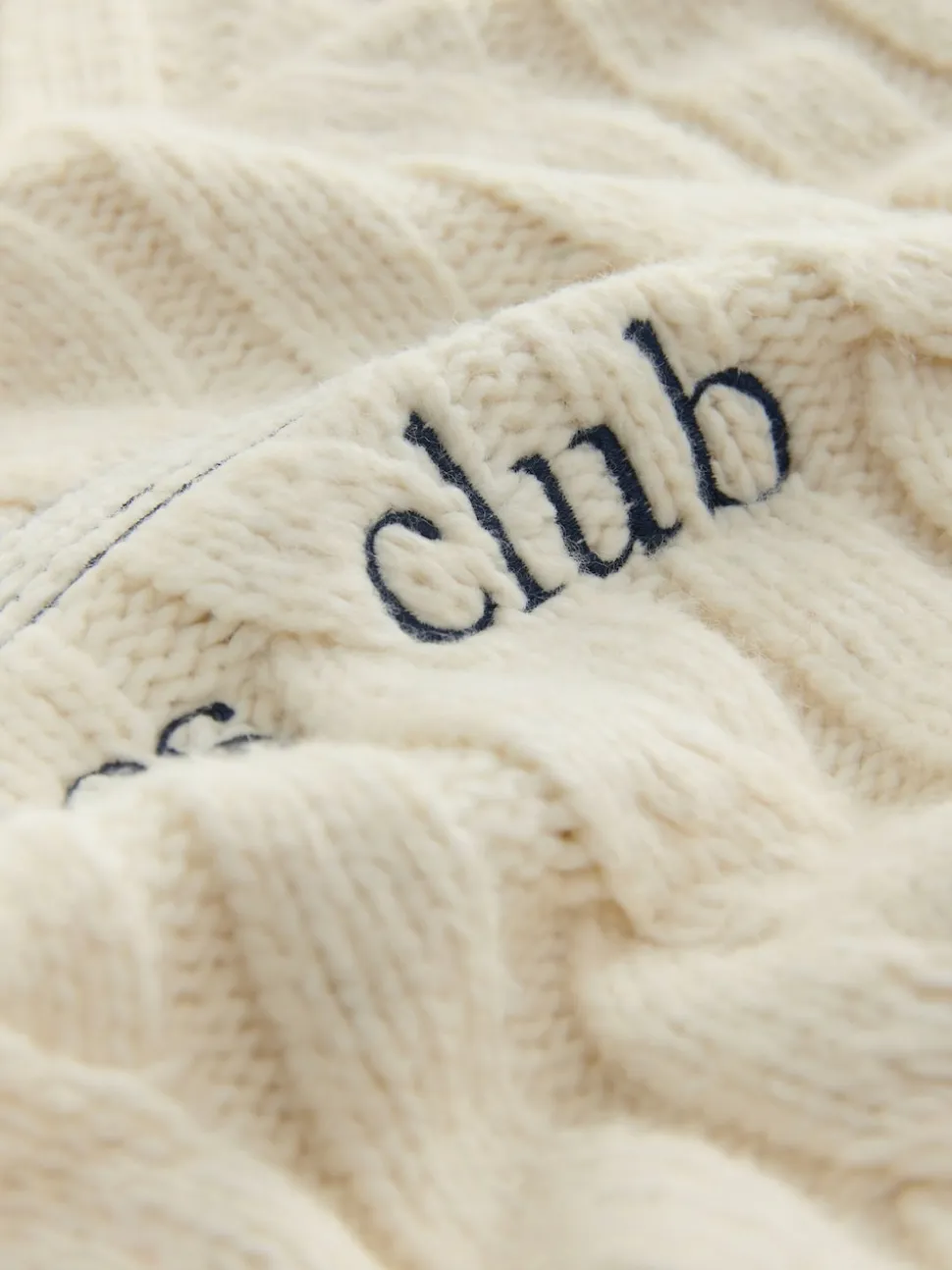 Ecru Cream Cable Zip Neck 1995 Graphic Jumper