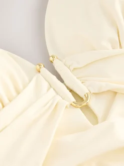 Ecru Cream Utrim Tummy Control Plunge Swimsuit