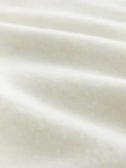 Ecru Crew Neck Knitted Jumper with Wool