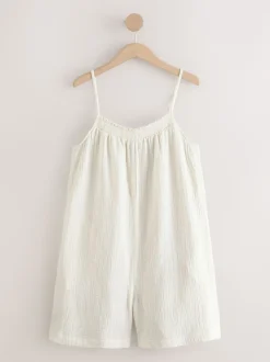 Ecru Double Cloth Playsuit
