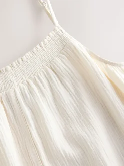 Ecru Double Cloth Playsuit