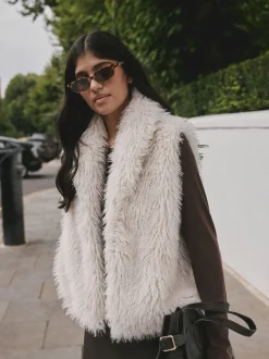 Ecru Faux Fur Gilet