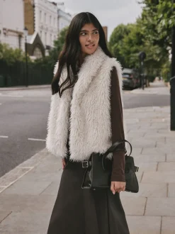Ecru Faux Fur Gilet