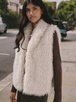 Ecru Faux Fur Gilet