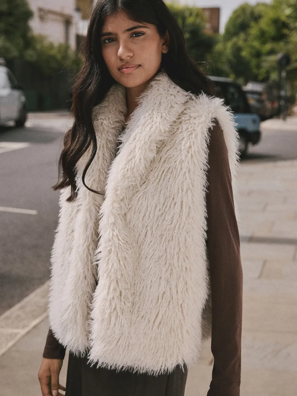 Ecru Faux Fur Gilet