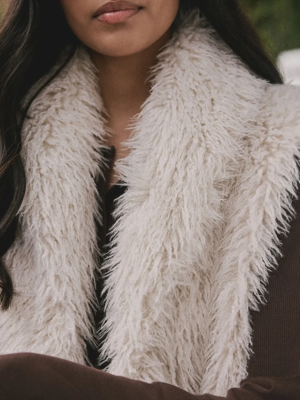 Ecru Faux Fur Gilet