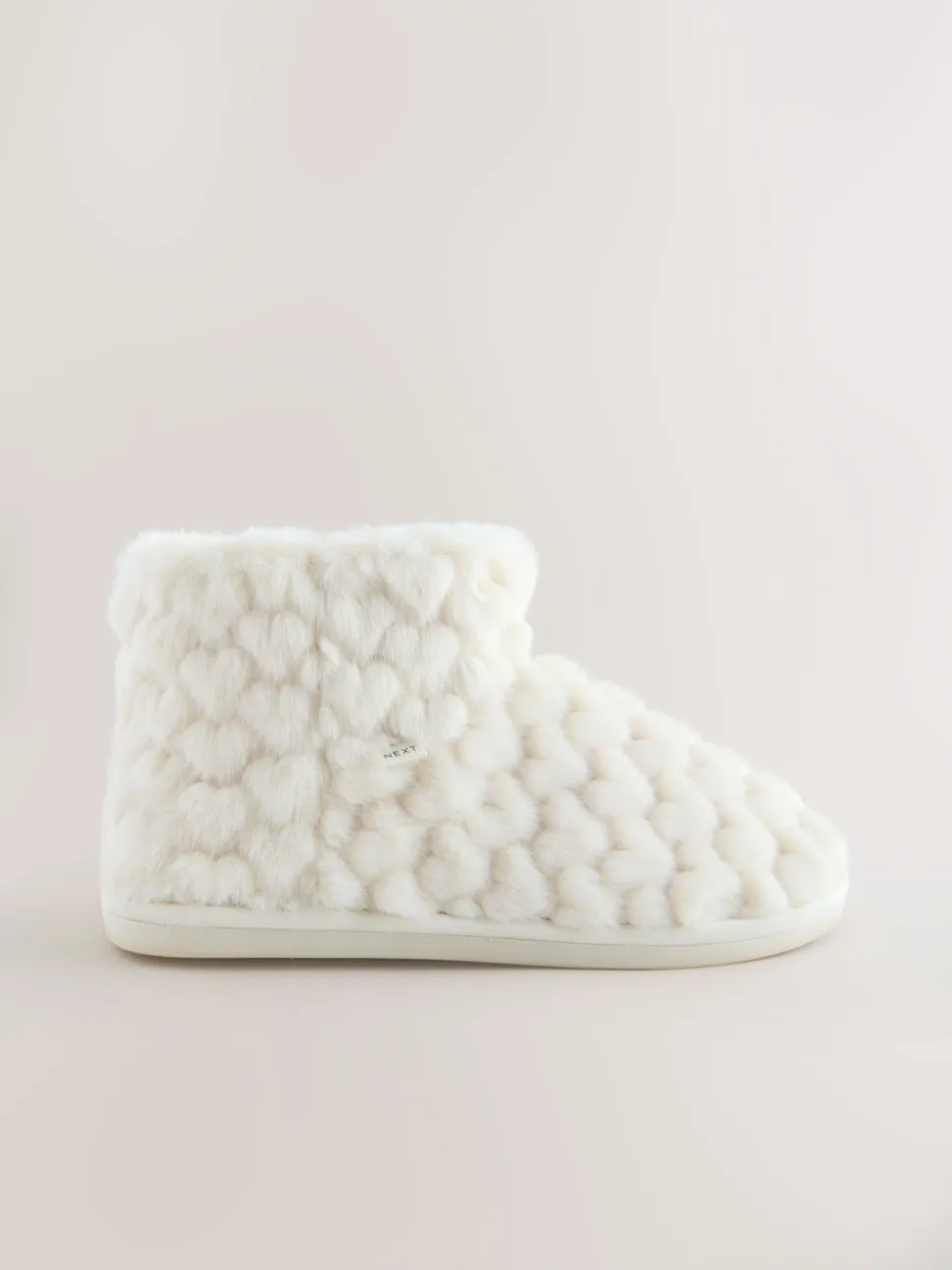 Ecru Faux Fur Heart Slipper Boots