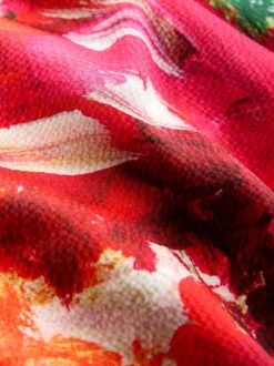 Ecru Floral Kaftan Textured Satin Maxi Occasion Dress