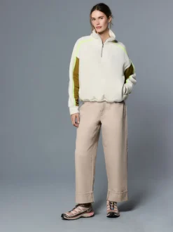 Ecru Half Zip Fleece with Colourblock Panels