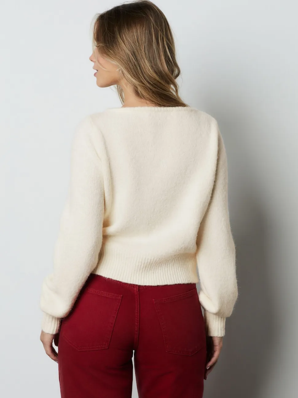 Ecru Heart Button Cardigan With Wool