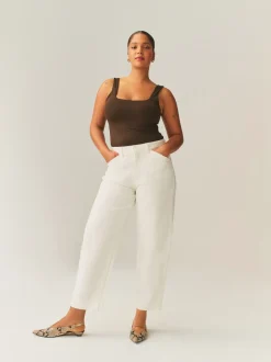 Ecru Hourglass Wide Leg Barrel Denim Jeans