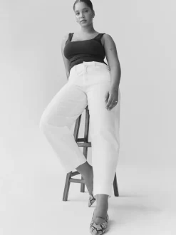 Ecru Hourglass Wide Leg Barrel Denim Jeans