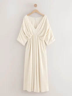 Ecru Jersey Kaftan Maxi Dress