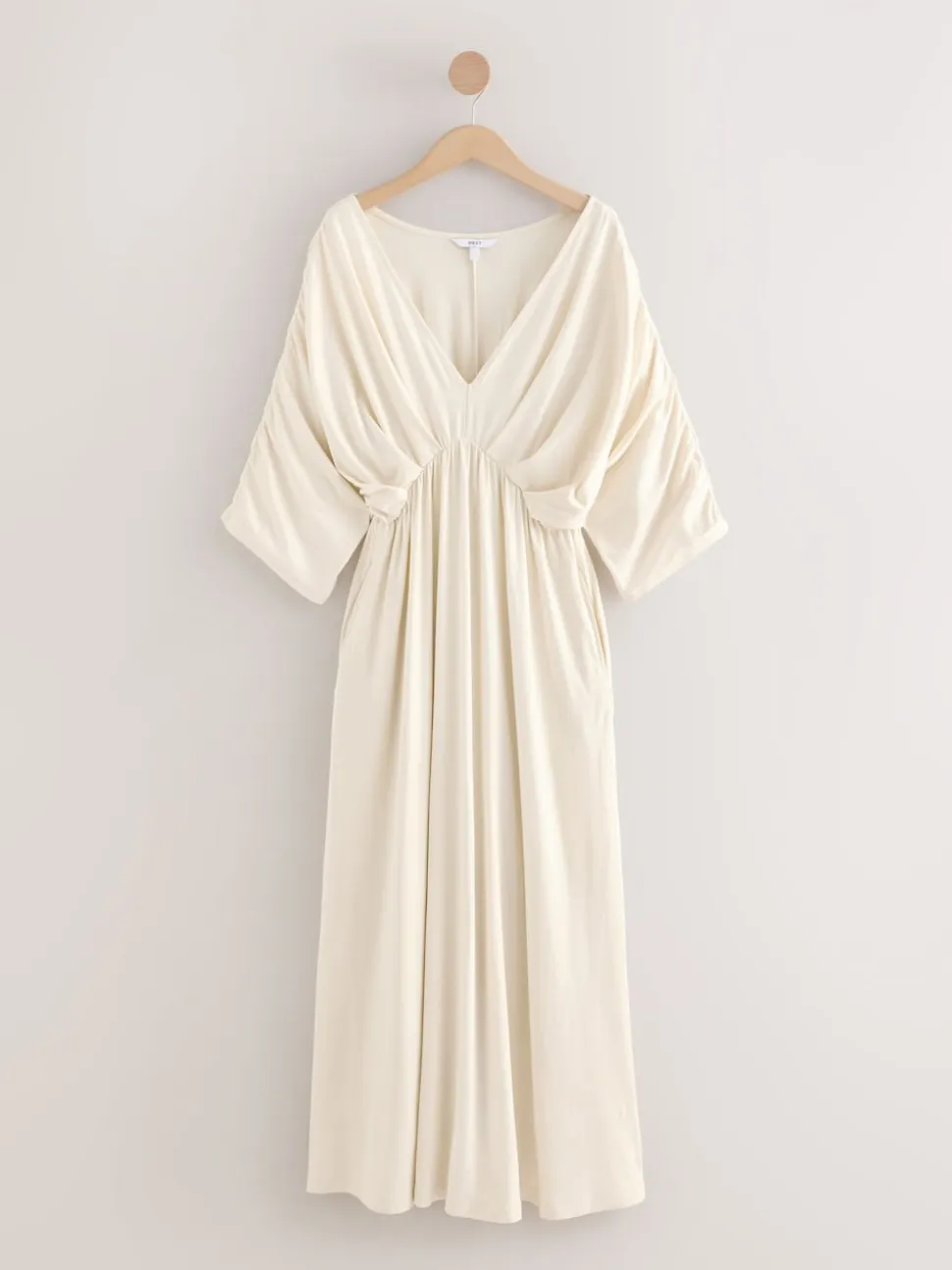 Ecru Jersey Kaftan Maxi Dress