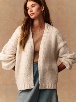 Ecru Neppy Soft Touch Chunky Knit Cardigan