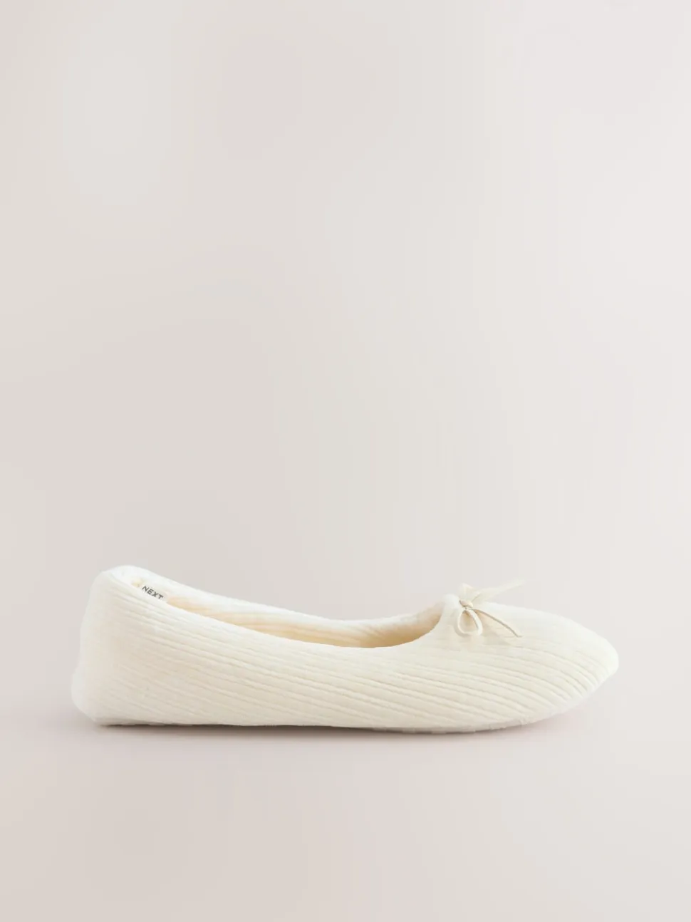 Ecru Velour Cord Ballet Slippers