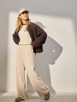 Ecru Wide Leg Soft Cord Trousers