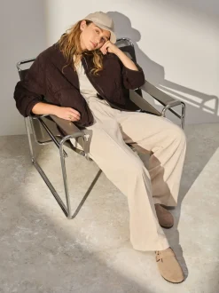 Ecru Wide Leg Soft Cord Trousers