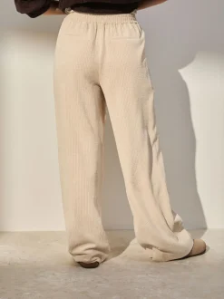 Ecru Wide Leg Soft Cord Trousers